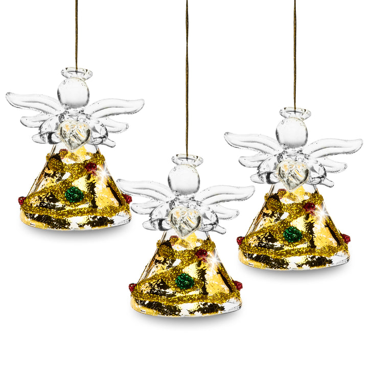 SIKORA BS344 Engel Christbaumschmuck Glas Figur Weihnachtsbaum Anhänger 3er Set