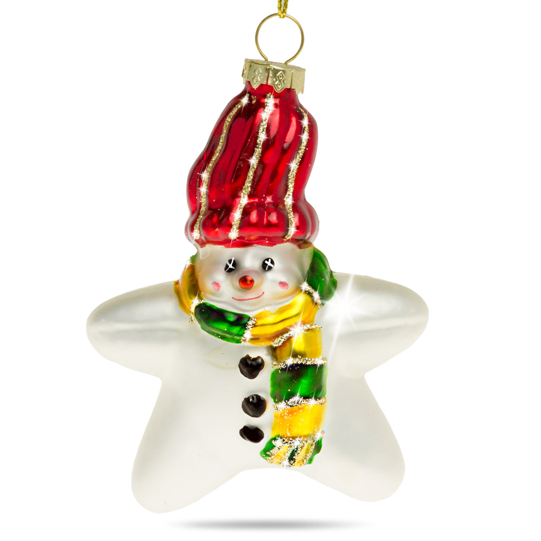 SIKORA Stern Schneemann besondere Weihnachtskugel Glas Christbaumschmuck Deko Figur Weihnachten Anhänger Ornament - Trend Line - BS386