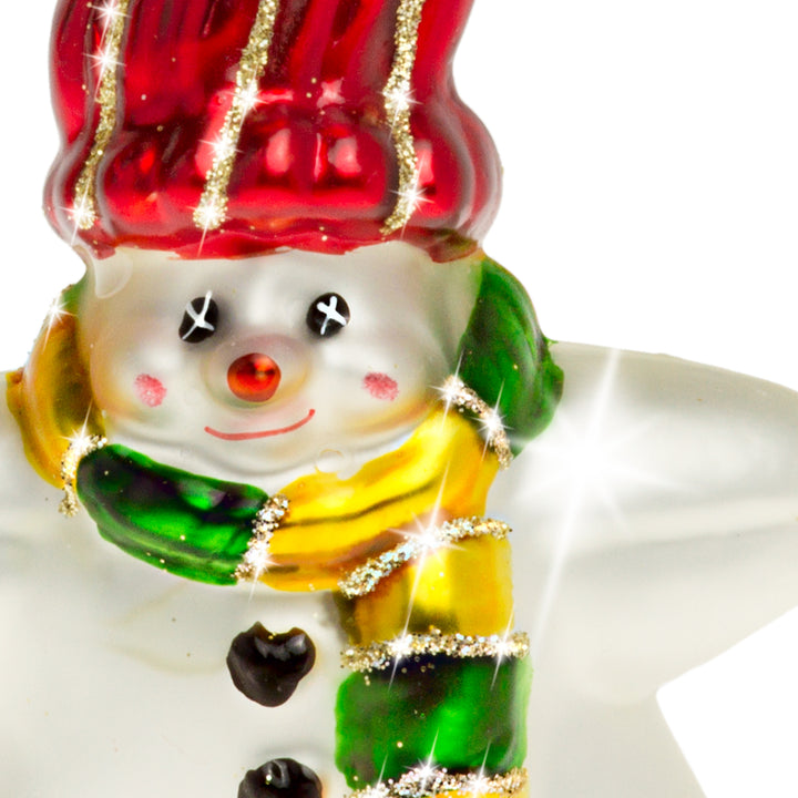 SIKORA Stern Schneemann besondere Weihnachtskugel Glas Christbaumschmuck Deko Figur Weihnachten Anhänger Ornament - Trend Line - BS386