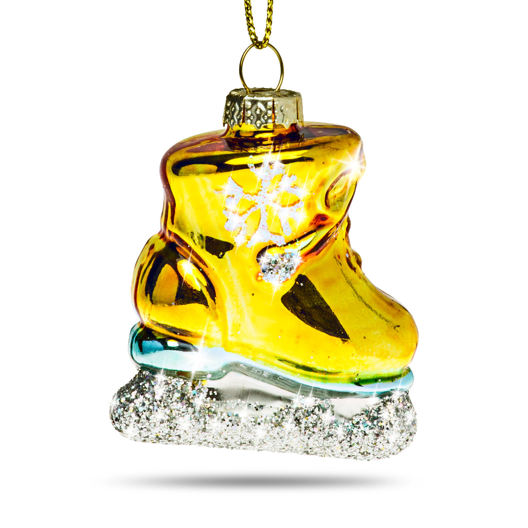 SIKORA Mini Schlittschuh besondere Weihnachtskugel Glas Christbaumschmuck Deko Figur Weihnachten Anhänger Ornament - Trend Line - BS397