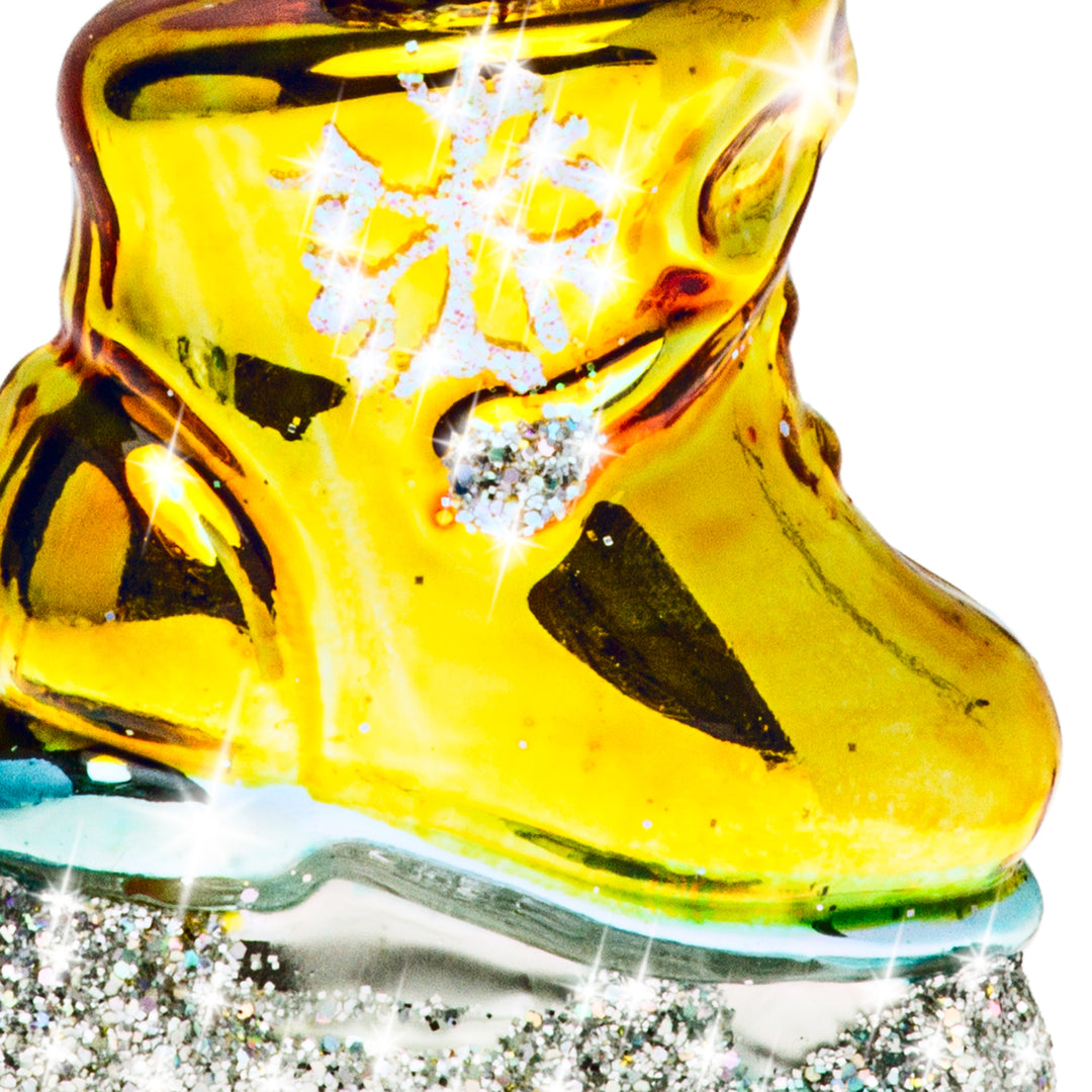 SIKORA Mini Schlittschuh besondere Weihnachtskugel Glas Christbaumschmuck Deko Figur Weihnachten Anhänger Ornament - Trend Line - BS397