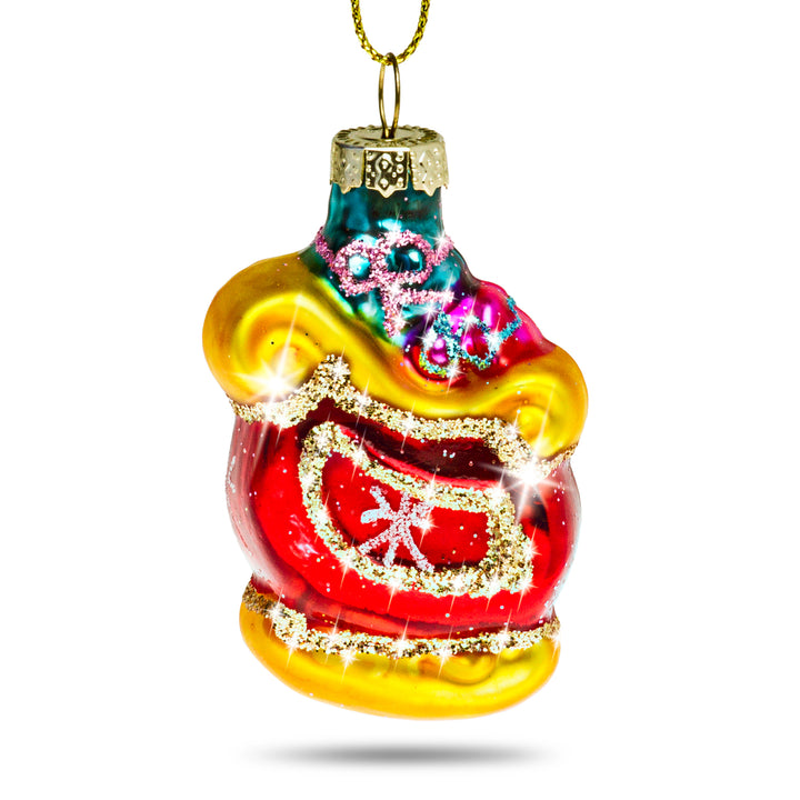 SIKORA Mini Schlitten mit Geschenken besondere Weihnachtskugel Glas Christbaumschmuck Deko Figur Weihnachten Anhänger Ornament - Trend Line - BS398