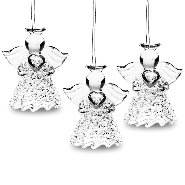 SIKORA BS401 Engel Christbaumschmuck Glas Figur Weihnachtsbaum Anhänger 3er Set