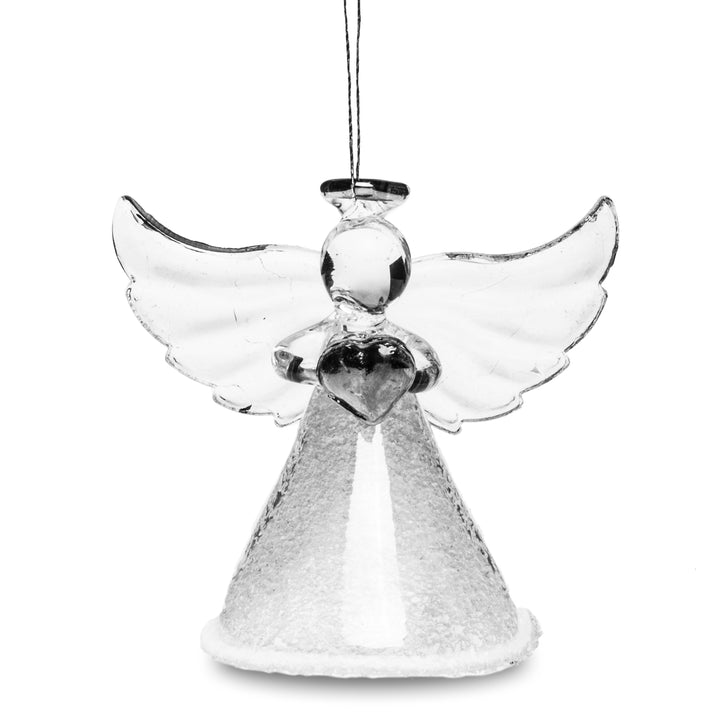 SIKORA BS402 Glas Christbaumschmuck ENGEL MIT HERZ 3er Set