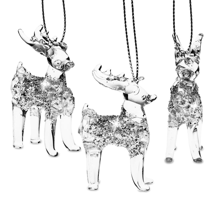 SIKORA BS403 Rentier Christbaumschmuck Glas Figur Weihnachtsbaum Anhänger 3er Set