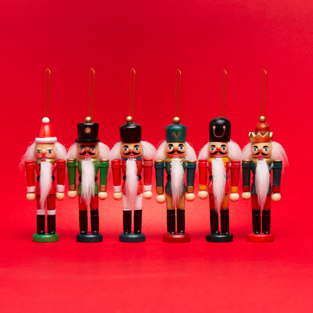 SIKORA BS407 Holz Christbaumschmuck Weihnachtsbaum Anhänger MINI NUßKNACKER 6er Set
