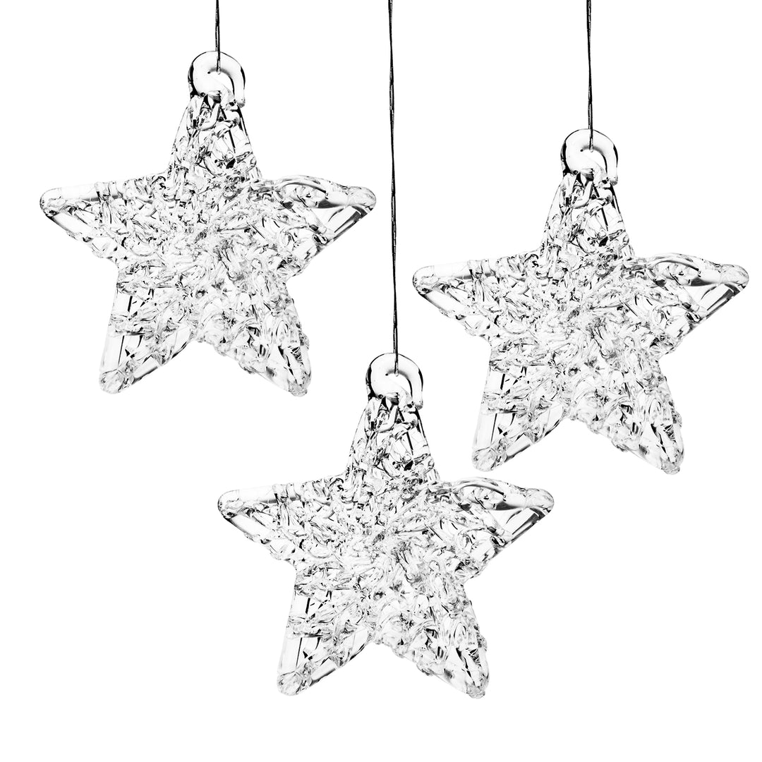 SIKORA BS407 Stern Christbaumschmuck Glas Figur Weihnachtsbaum Anhänger 3er Set