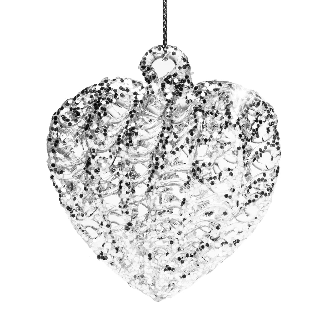 SIKORA BS408 Glas Christbaumschmuck Spinnglas Glitzer HERZ 3er Set