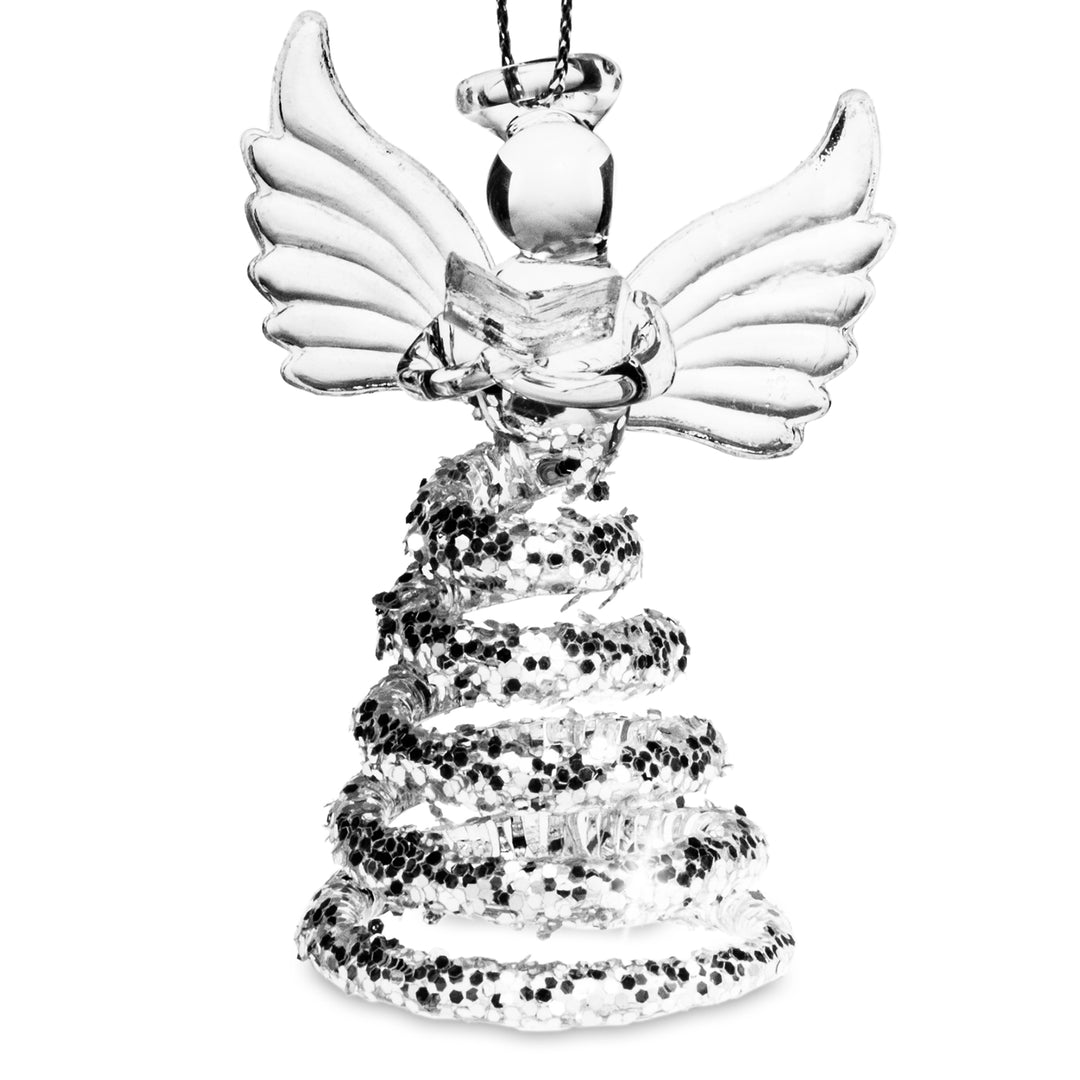 SIKORA BS409 Glas Christbaumschmuck Glitzer ENGEL MIT BUCH 3er Set