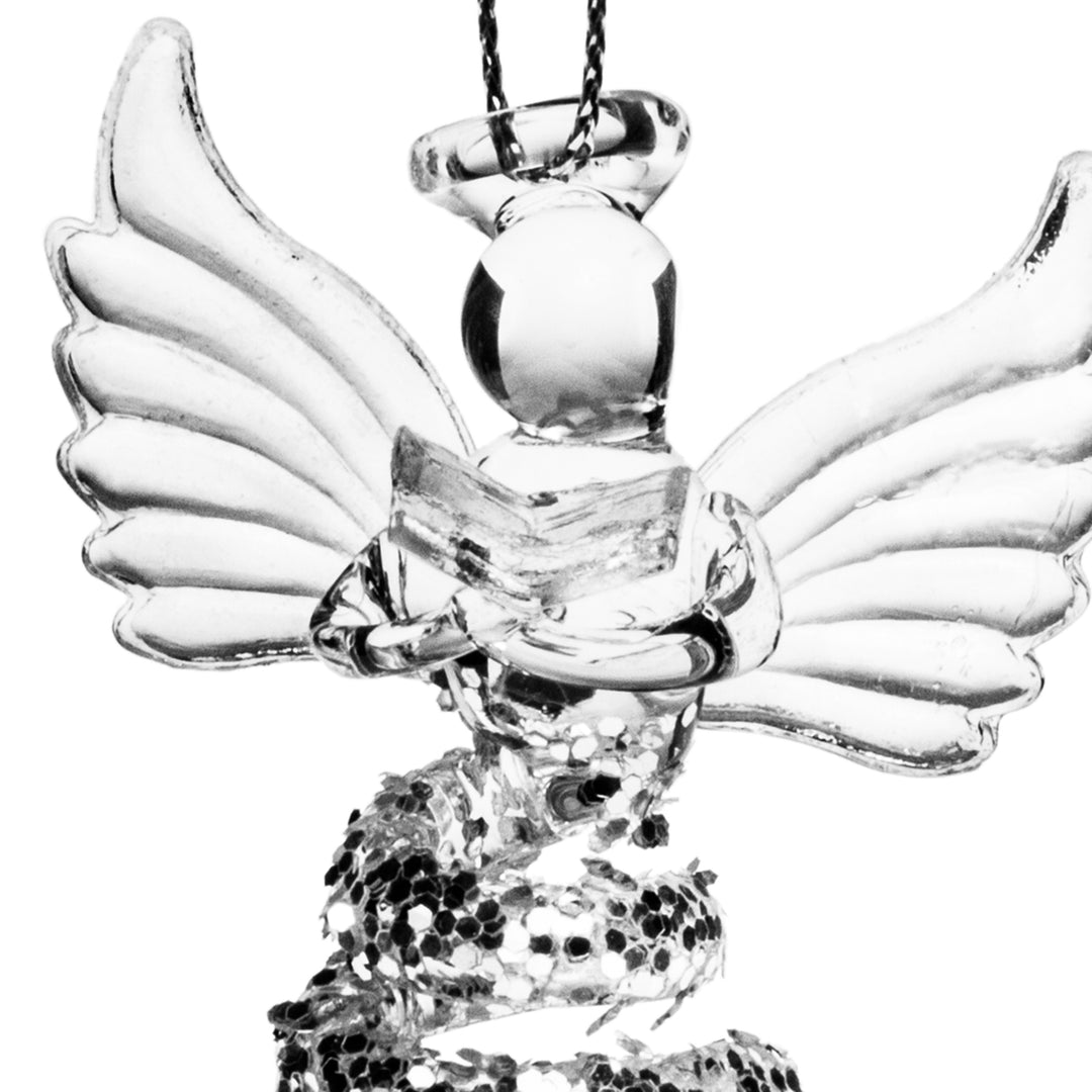 SIKORA BS409 Glas Christbaumschmuck Glitzer ENGEL MIT BUCH 3er Set
