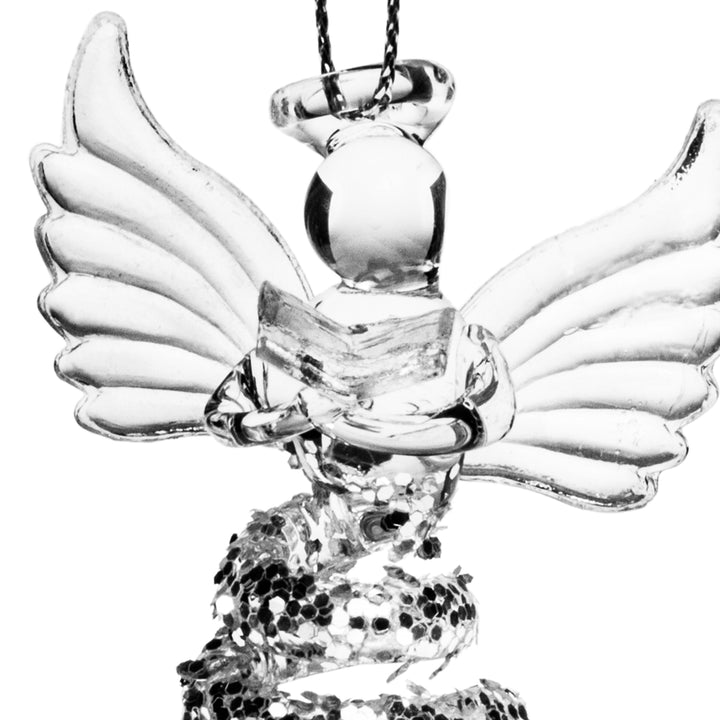 SIKORA BS409 Glas Christbaumschmuck Glitzer ENGEL MIT BUCH 3er Set