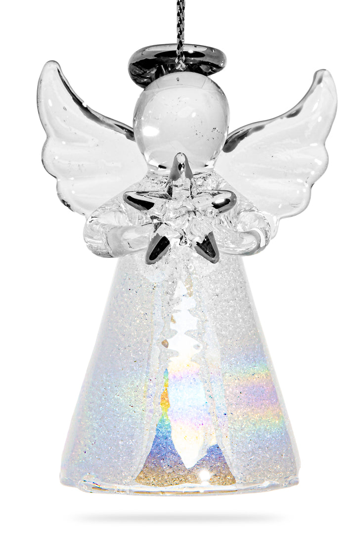 SIKORA BS450 Engel mit Stern Christbaumschmuck Glas Figur Weihnachtsbaum Anhänger 3er Set