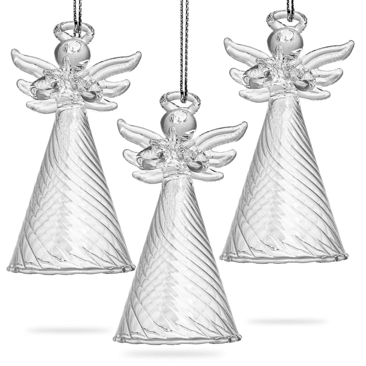 SIKORA BS451 Engel Christbaumschmuck Glas Figur Weihnachtsbaum Anhänger 3er Set
