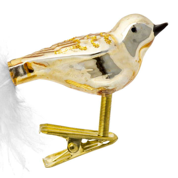 SIKORA BS460 3er Set traditioneller Christbaumschmuck aus Glas kleine Clip Vögel mit Federschwanz - hochglanz - viele Farben