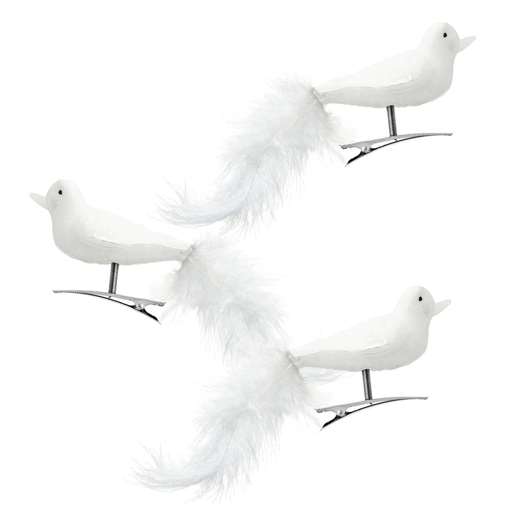 SIKORA BS461 Essentials 3er Set traditioneller Christbaumschmuck aus Glas Clip Vögel mit Federschwanz hochglanz