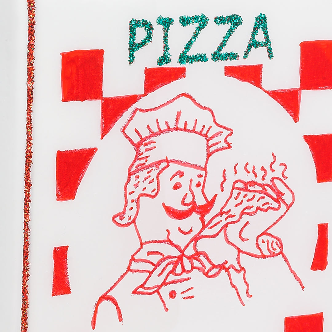 SIKORA Pizza Karton besondere Weihnachtskugel Glas Weihnachtsmann Christbaumschmuck Deko Figur Weihnachten Anhänger Ornament - Premium Line – BS848