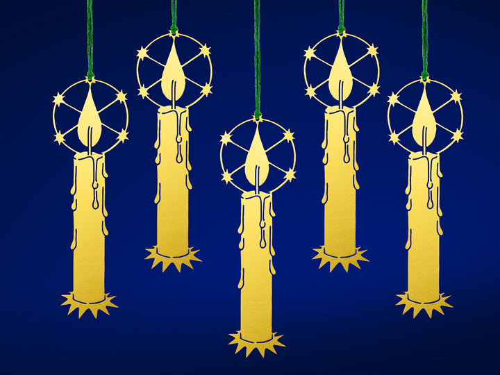 SIKORA MS-SET8 Traditionelle Christbaumschmuck Weihnachtsbaum Anhänger aus Messing KERZEN 5er Set