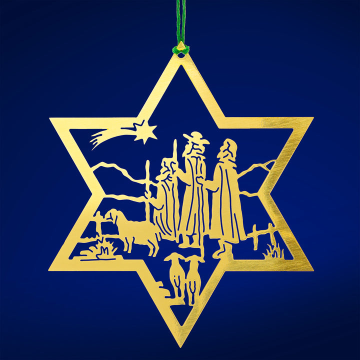 SIKORA MS-SET3 Traditionelle Christbaumschmuck Weihnachtsbaum Anhänger aus Messing STERNE mit christlichen Motiven 3er Set