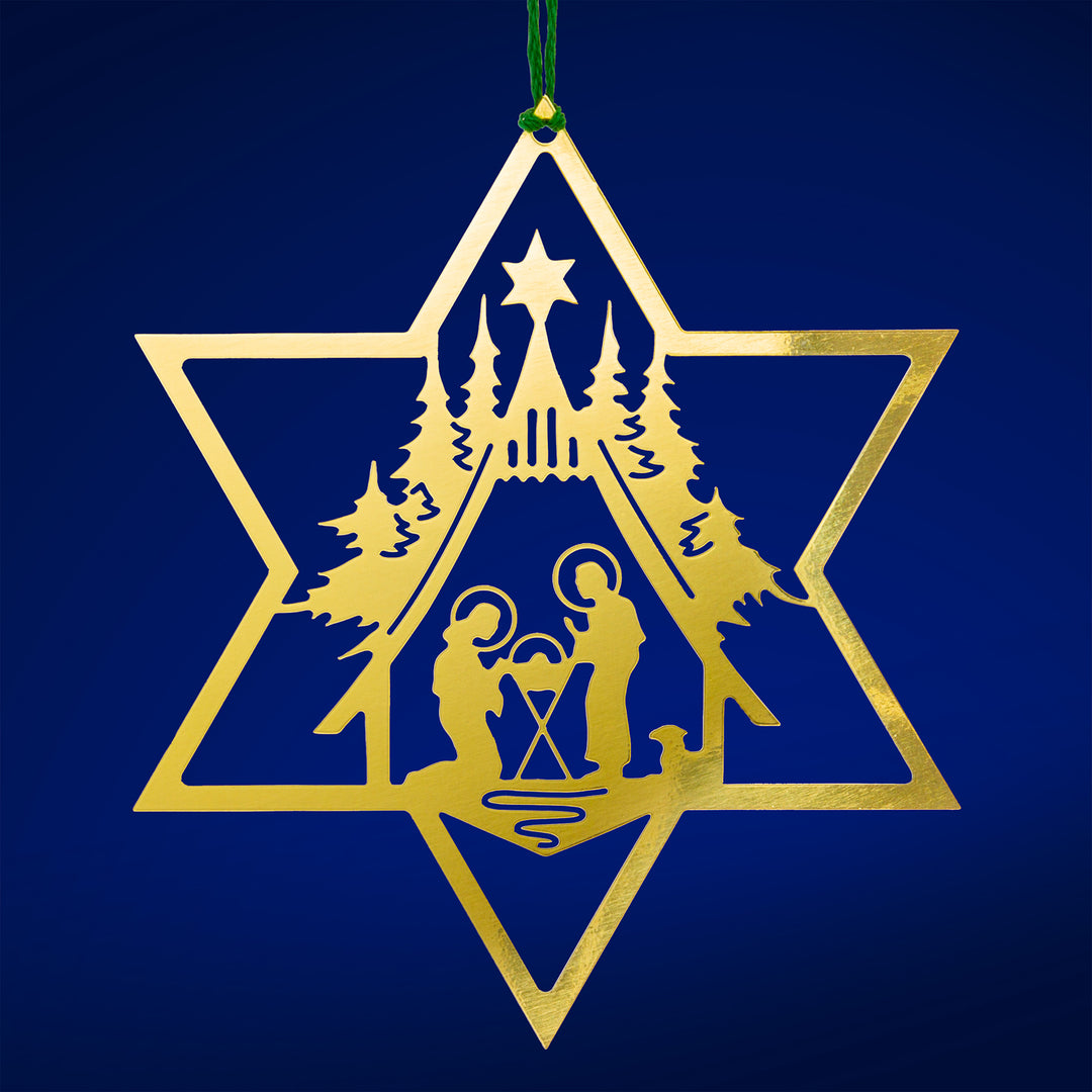 SIKORA MS-SET3 Traditionelle Christbaumschmuck Weihnachtsbaum Anhänger aus Messing STERNE mit christlichen Motiven 3er Set