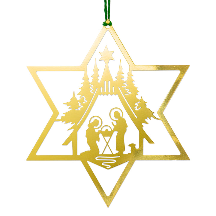 SIKORA MS-SET3 Traditionelle Christbaumschmuck Weihnachtsbaum Anhänger aus Messing STERNE mit christlichen Motiven 3er Set