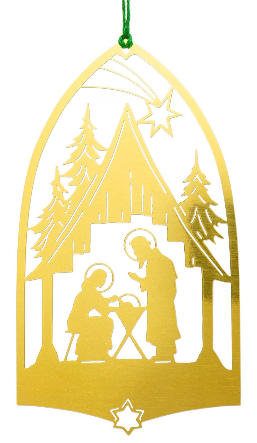 SIKORA MS-SET9 Traditionelle Christbaumschmuck Weihnachtsbaum Anhänger aus Messing KRIPPE und WINTERLANDSCHAFT 2er Set