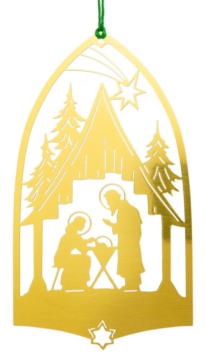 SIKORA MS-SET9 Traditionelle Christbaumschmuck Weihnachtsbaum Anhänger aus Messing KRIPPE und WINTERLANDSCHAFT 2er Set
