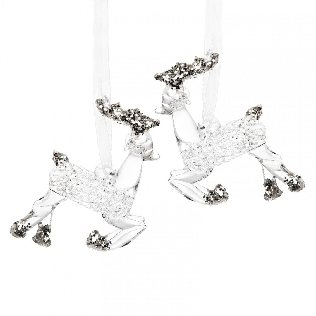 SIKORA BS388 Glas Christbaumschmuck GLITZER HIRSCHE 2er Set