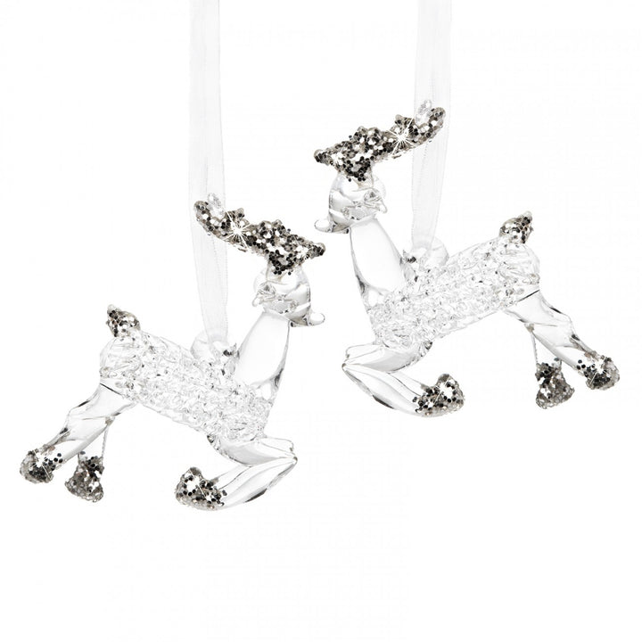 SIKORA BS388 Glas Christbaumschmuck GLITZER HIRSCHE 2er Set