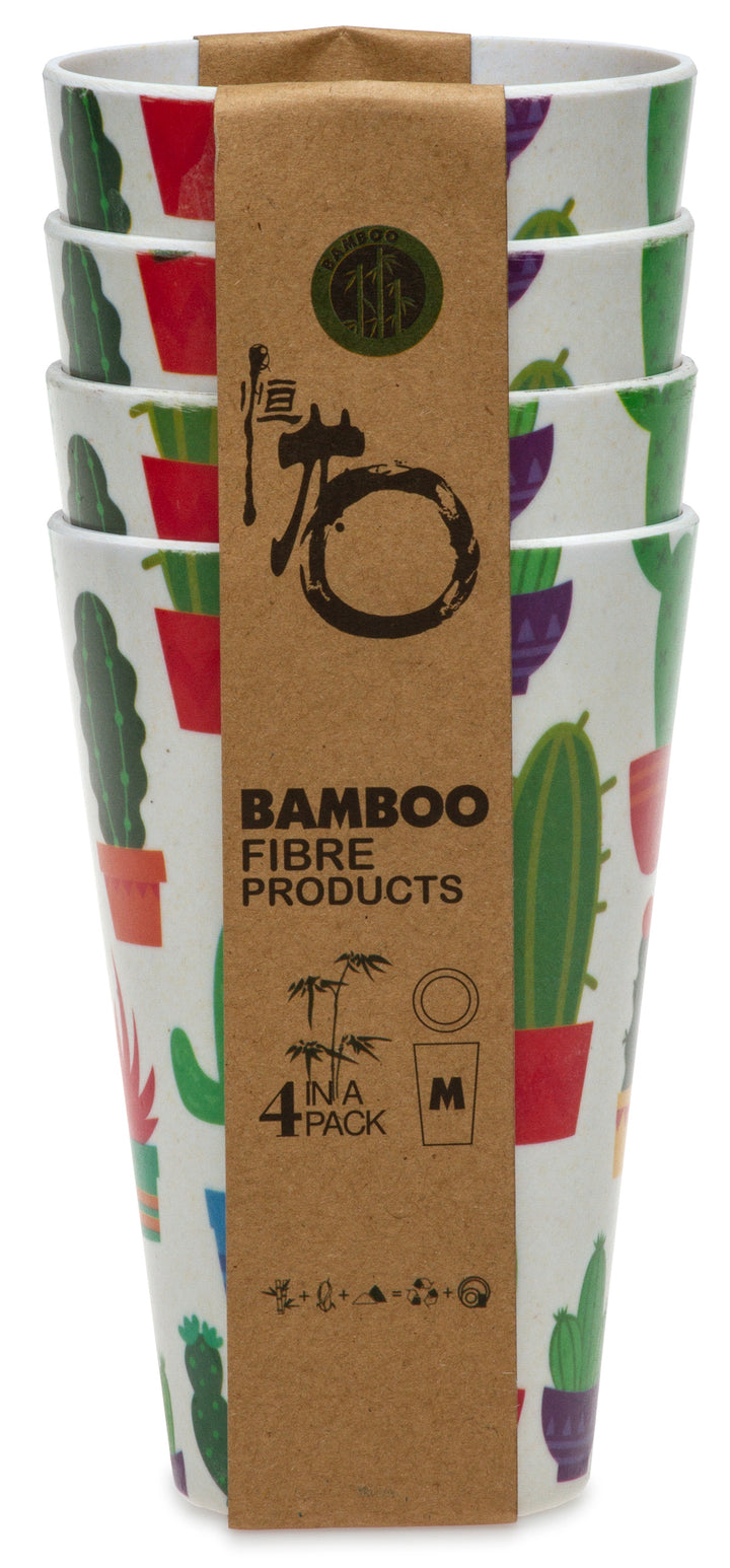 SIKORA CUP1 4er Set Trink- und Saftbecher 400ml aus nachhaltiger Bambusfaser