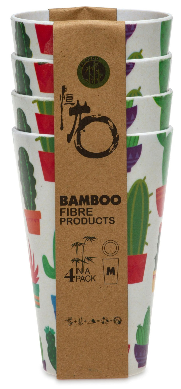 SIKORA CUP1 4er Set Trink- und Saftbecher 400ml aus nachhaltiger Bambusfaser