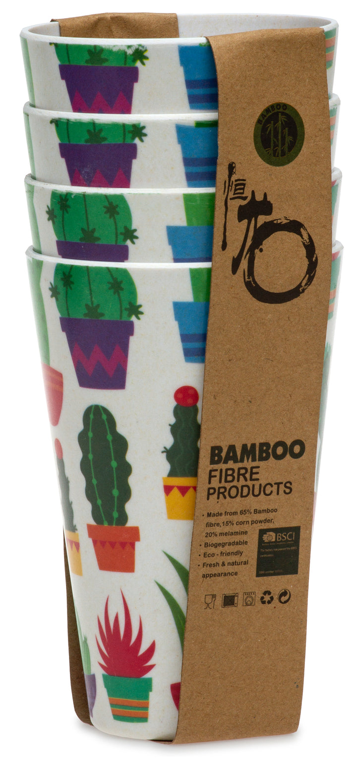 SIKORA CUP1 4er Set Trink- und Saftbecher 400ml aus nachhaltiger Bambusfaser
