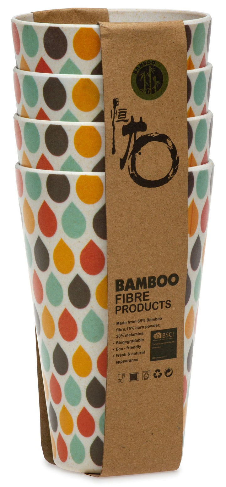 SIKORA CUP1 4er Set Trink- und Saftbecher 400ml aus nachhaltiger Bambusfaser
