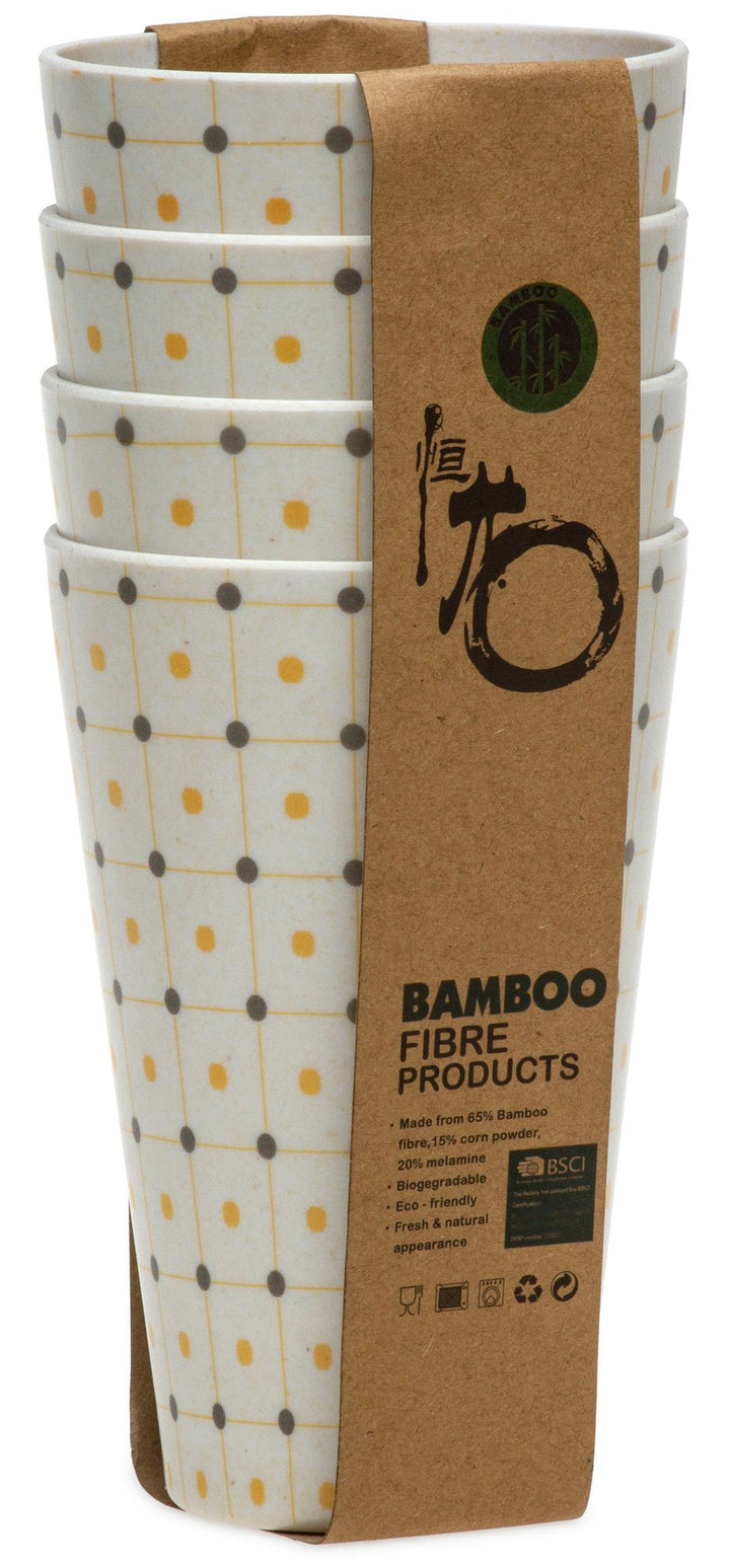 SIKORA CUP1 4er Set Trink- und Saftbecher 400ml aus nachhaltiger Bambusfaser