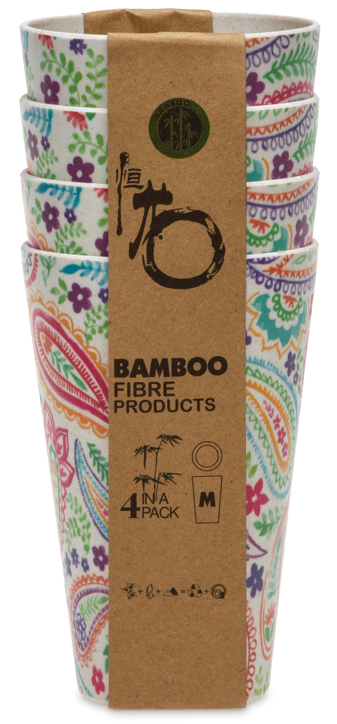 SIKORA CUP1 4er Set Trink- und Saftbecher 400ml aus nachhaltiger Bambusfaser