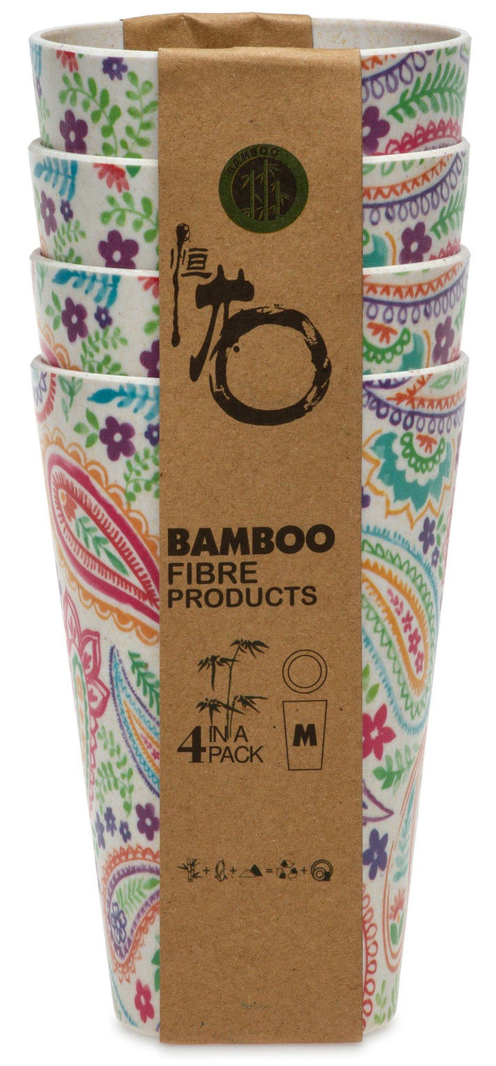 SIKORA CUP1 4er Set Trink- und Saftbecher 400ml aus nachhaltiger Bambusfaser