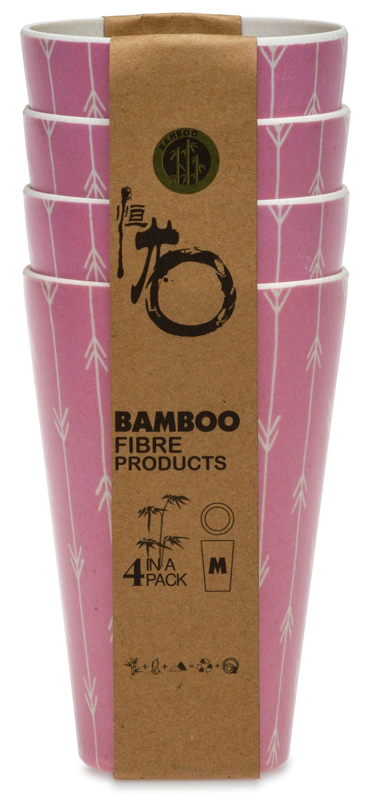SIKORA CUP1 4er Set Trink- und Saftbecher 400ml aus nachhaltiger Bambusfaser