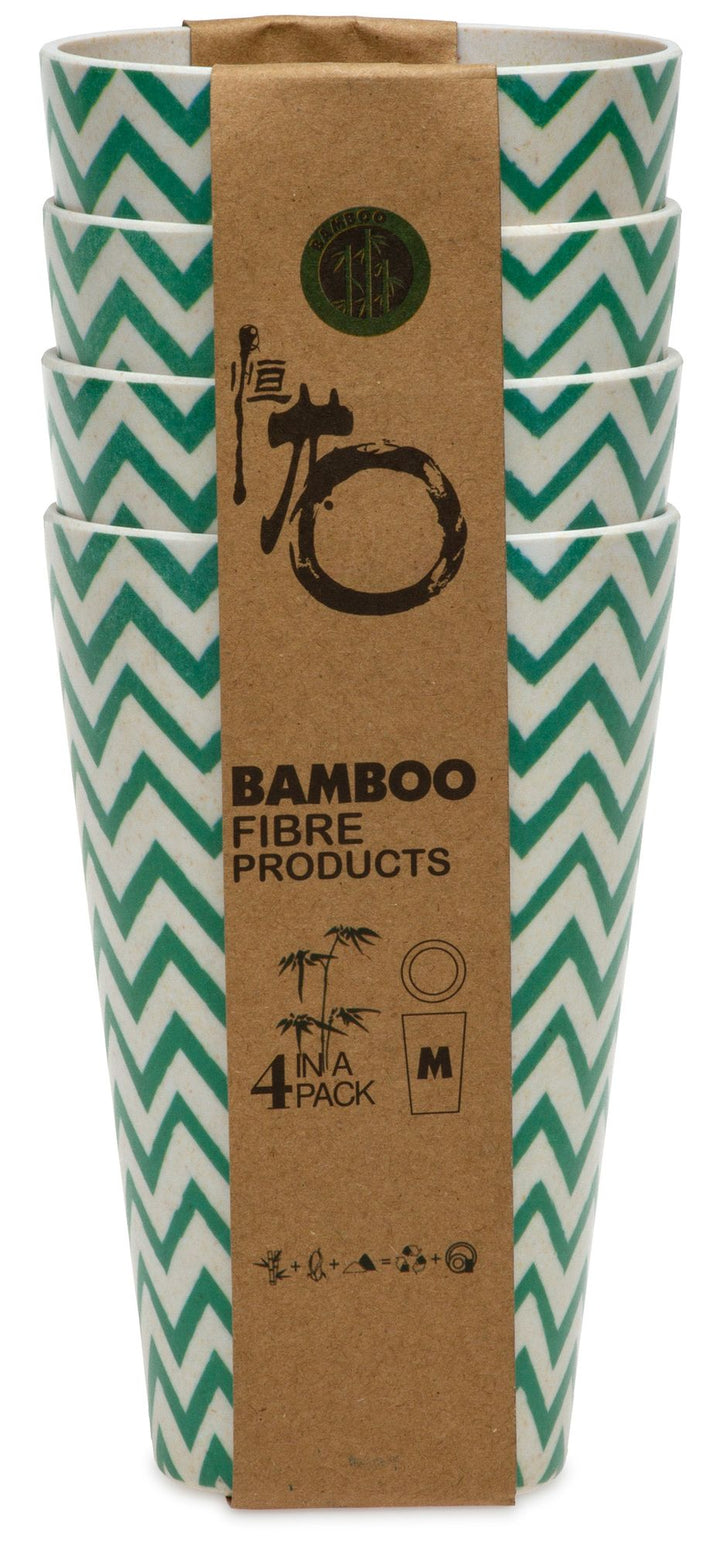 SIKORA CUP1 4er Set Trink- und Saftbecher 400ml aus nachhaltiger Bambusfaser