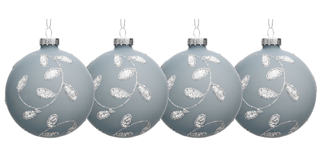 SIKORA Highlights 4er Set ausgefallene Christbaumkugeln besondere Weihnachtskugel Christbaumschmuck aus Glas Silber