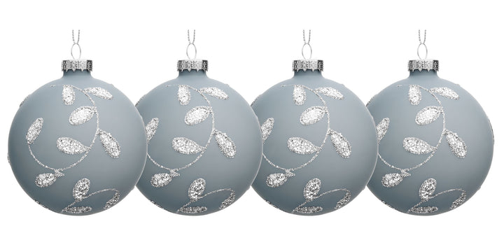 SIKORA Highlights 4er Set ausgefallene Christbaumkugeln besondere Weihnachtskugel Christbaumschmuck aus Glas Silber