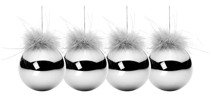 SIKORA Highlights 4er Set ausgefallene Christbaumkugeln besondere Weihnachtskugel Christbaumschmuck aus Glas Silber