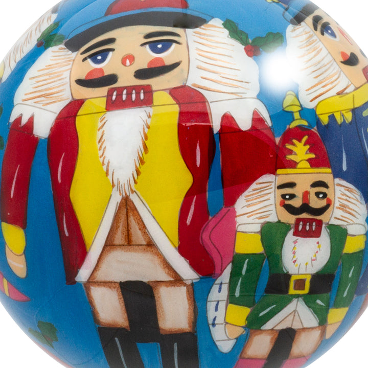 SIKORA Nussknacker Weihnachtskugel Innenglasmalerei besonderer Christbaumschmuck Ornament von innen handbemalt D: 10 cm - K10-15