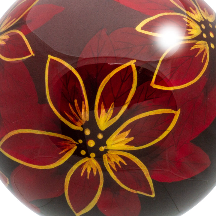 SIKORA Weihnachtsstern Blüte No.1 Weihnachtskugel Innenglasmalerei besonderer Christbaumschmuck Ornament von innen handbemalt D: 10 cm - K10-22