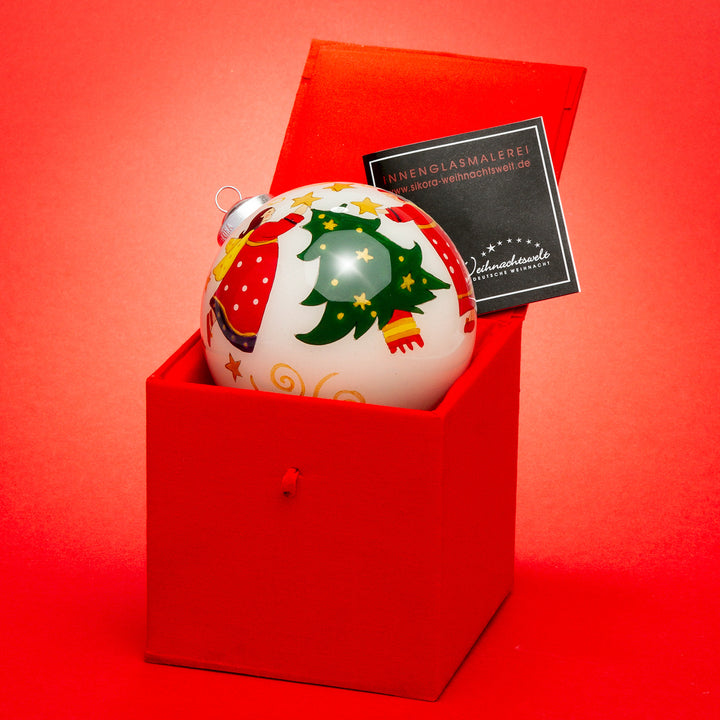 SIKORA Engel Weihnachtskugel Innenglasmalerei besonderer Christbaumschmuck Ornament von innen handbemalt D: 10 cm - K10-24