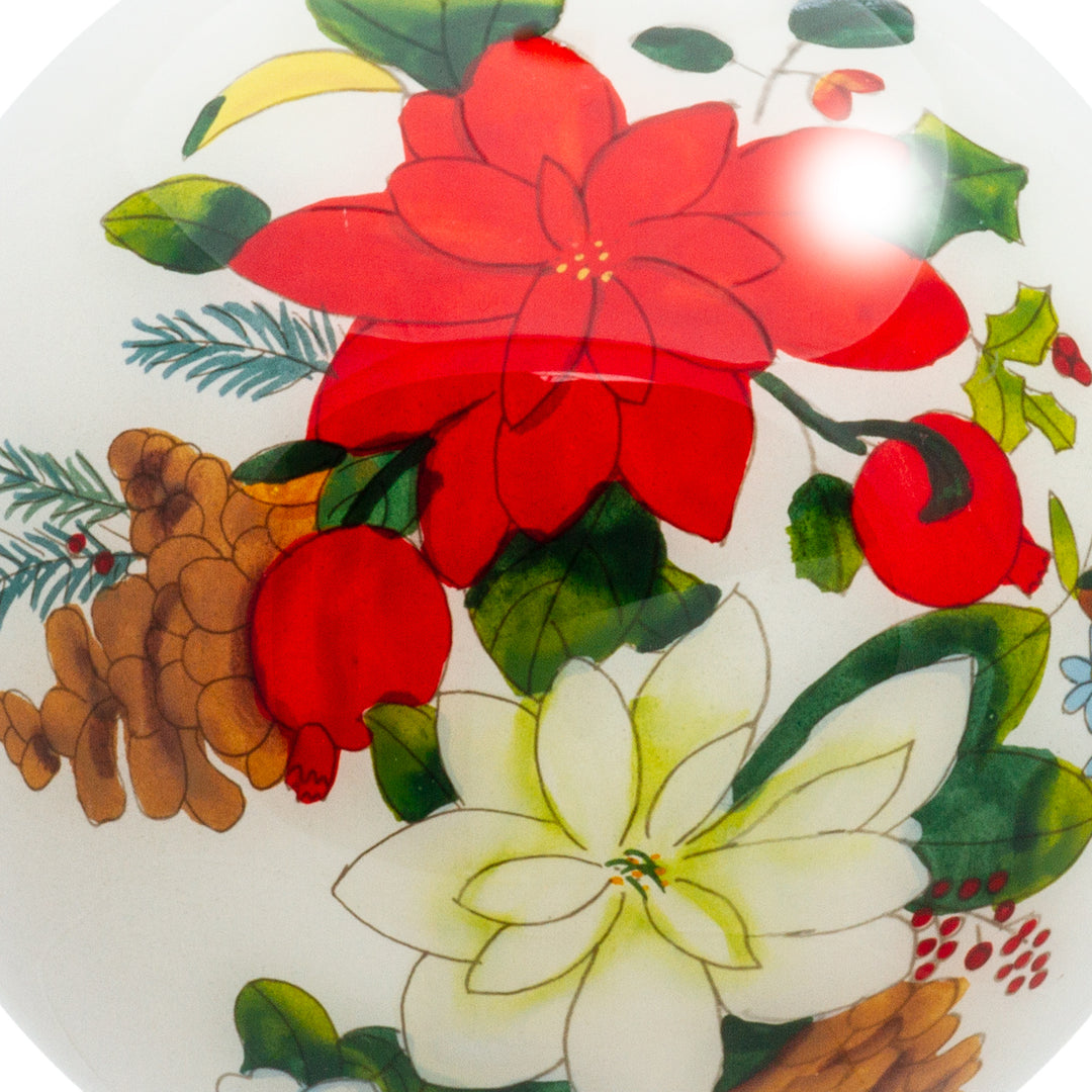 SIKORA Weihnachtsstern Blüte No.4 Weihnachtskugel Innenglasmalerei besonderer Christbaumschmuck Ornament von innen handbemalt D: 10 cm - K10-31