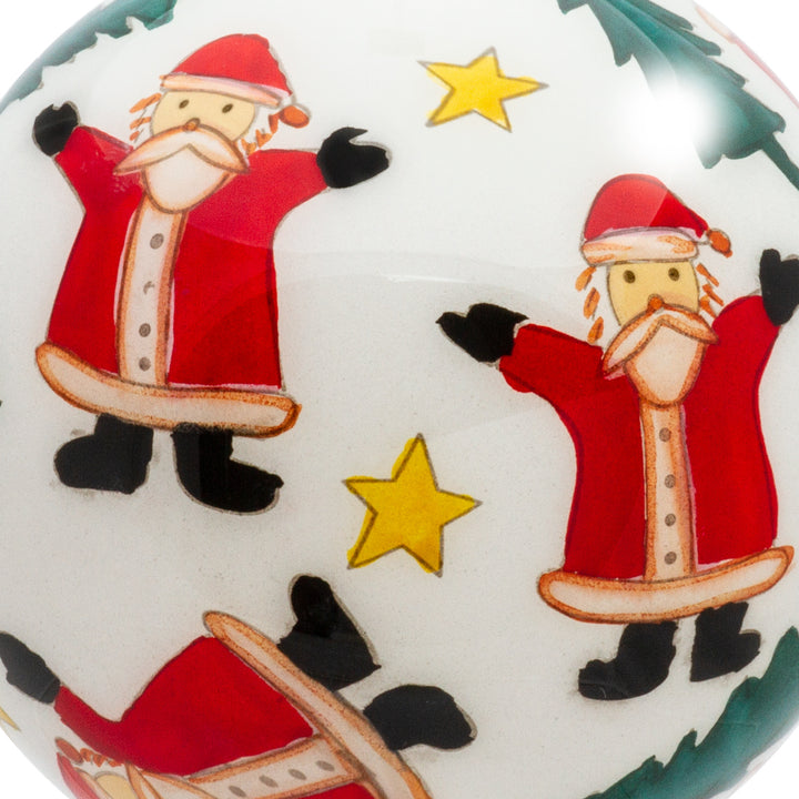 SIKORA Weihnachtsmänner Weihnachtskugel Innenglasmalerei besonderer Christbaumschmuck Ornament von innen handbemalt D: 10 cm - K10-85
