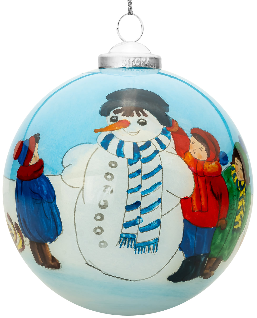 SIKORA Besondere Weihnachtskugel Innenglasmalerei Glas Anhänger Weihnachten Deko Ornament D: 7,5 cm - K08-09 Schneemann No.1