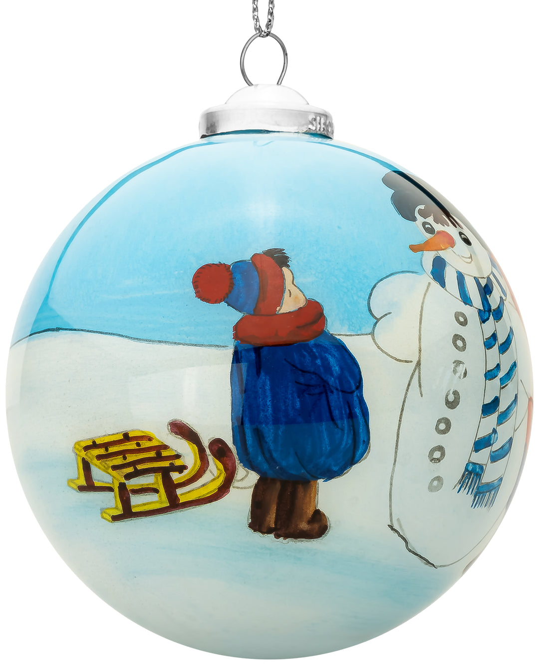 SIKORA Besondere Weihnachtskugel Innenglasmalerei Glas Anhänger Weihnachten Deko Ornament D: 7,5 cm - K08-09 Schneemann No.1