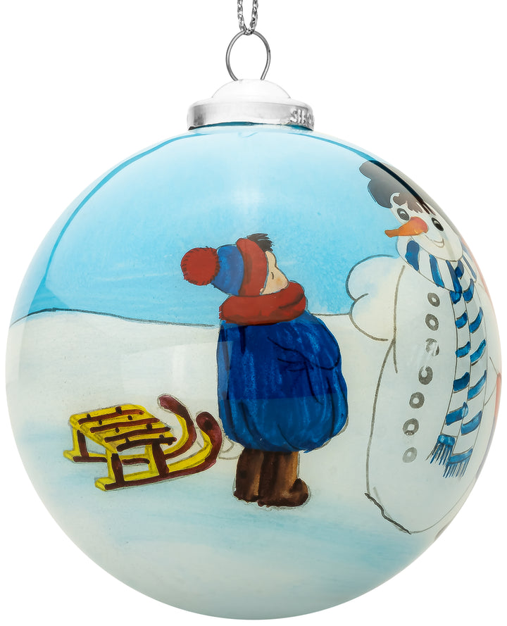 SIKORA Besondere Weihnachtskugel Innenglasmalerei Glas Anhänger Weihnachten Deko Ornament D: 7,5 cm - K08-09 Schneemann No.1