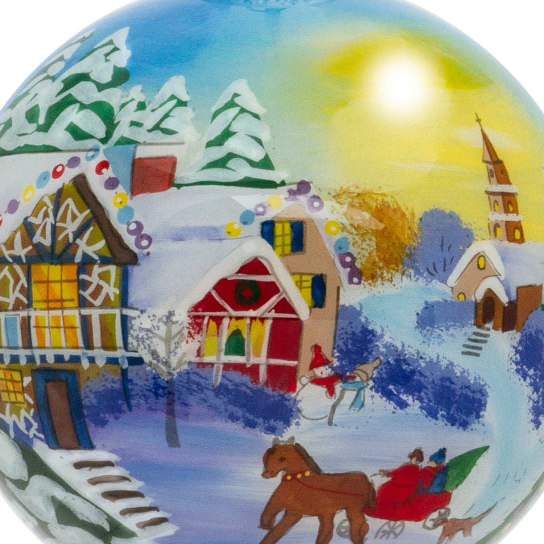SIKORA K08-47 Winterlandschaft Glaskugel Weihnachtskugel Innenglasmalerei D: 7,5 cm