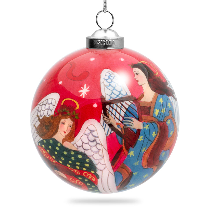 SIKORA K08-62 Engel Kapelle Glaskugel Weihnachtskugel Innenglasmalerei D: 7,5 cm